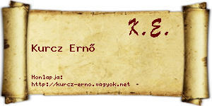Kurcz Ernő névjegykártya